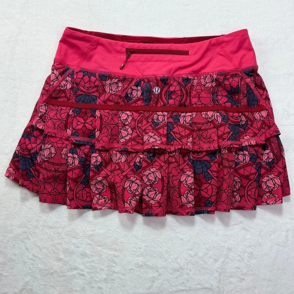 Lululemon Pace‎ Setter Stained Glass Rose Pleated Athletic Skort Size 4